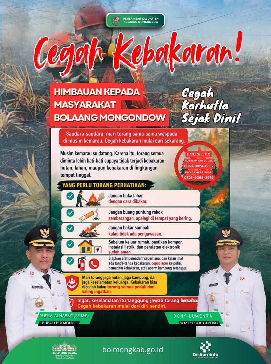 Musim Kemarau Tiba, Pemerintah Desa Lalow Meneruskan Imbauan Pemkab Bolaang Mongondow Terkait Pencegahan Kebakaran
