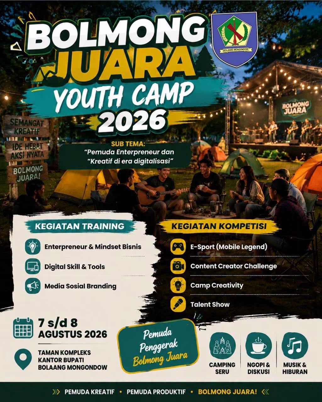 Dorong Pemuda Kreatif di Era Digital, Pemkab Bolaang Mongondow Gelar Bolmong Juara Youth Camp 2026